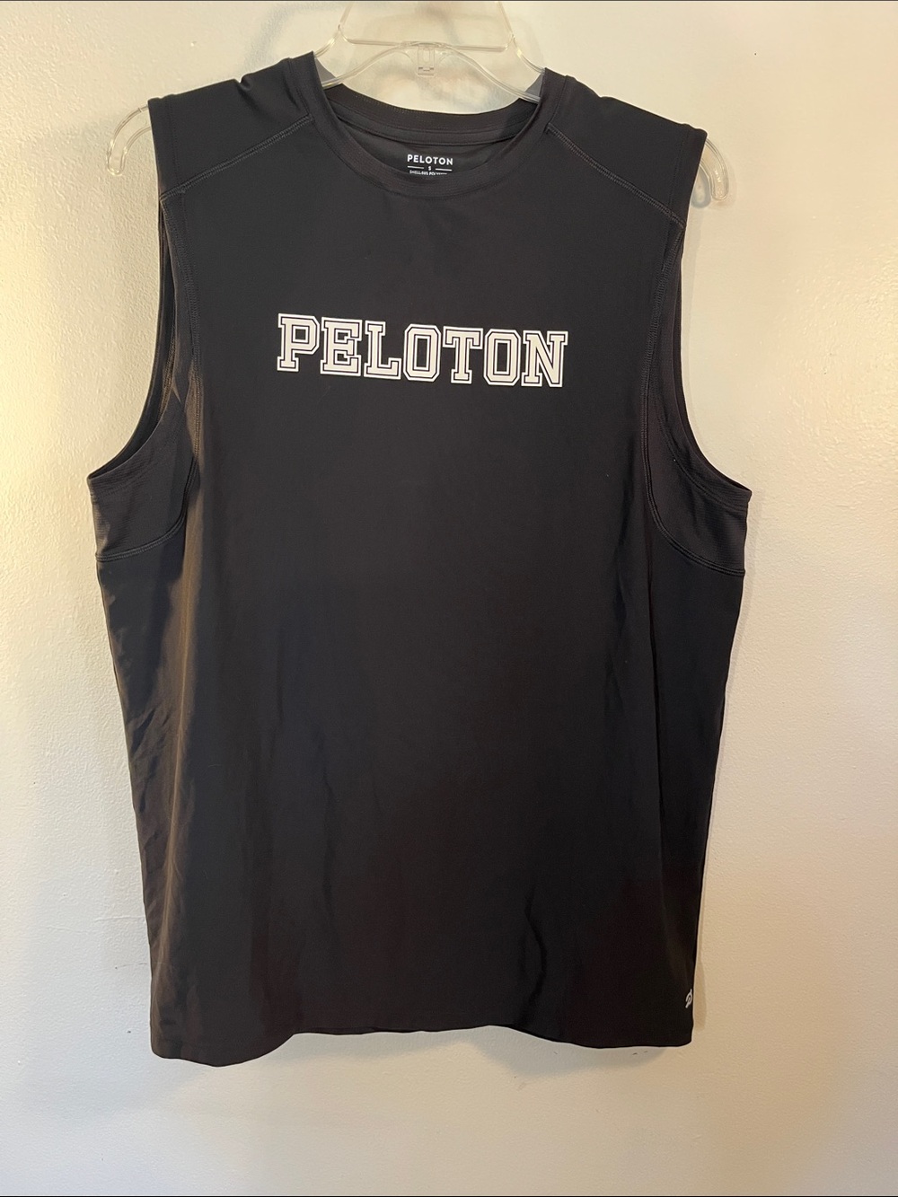 Peloton Black Sleeveless Athletic Tank with White Logo